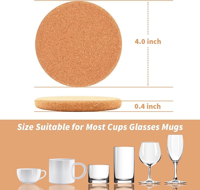 Cork Coasters for Drinks Absorbent - Image 2