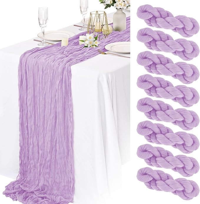 20 Pack Lilac Cheesecloth Table Runner 10FT Long Boho Gauze Fabric Table Runner by Lamshionow