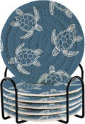Turtle Navy Blue Print Coasters by Unknown