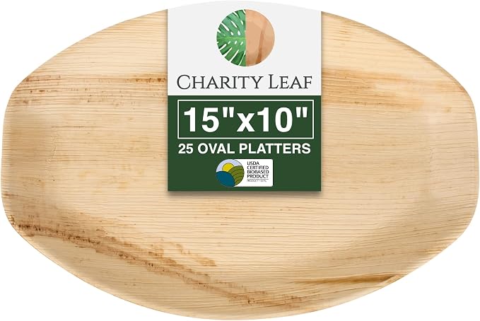 Disposable Bamboo 15" x 10" Trays Bamboo Serving Platters, Disposable Boards by CharityLeaf