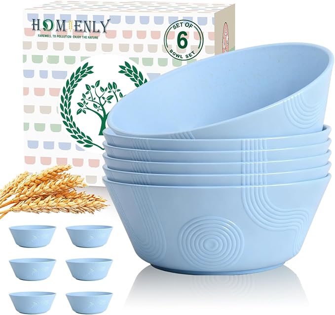 Wheat Straw Bowls 36 Oz Set of 6 by HOMIENLY