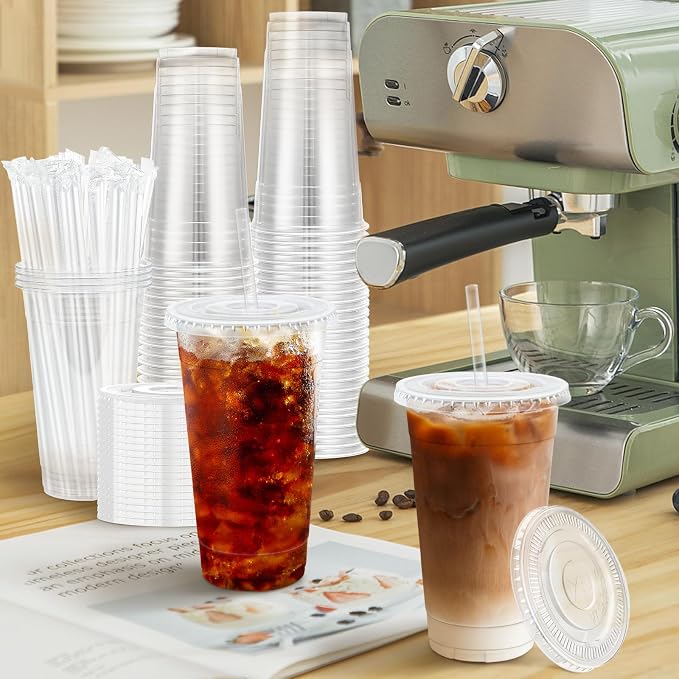 Lamosi 100 Pack 20 oz Plastic Coffee Cups - Image 6