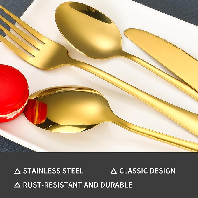 60-Piece Gold Silverware Set - Image 4