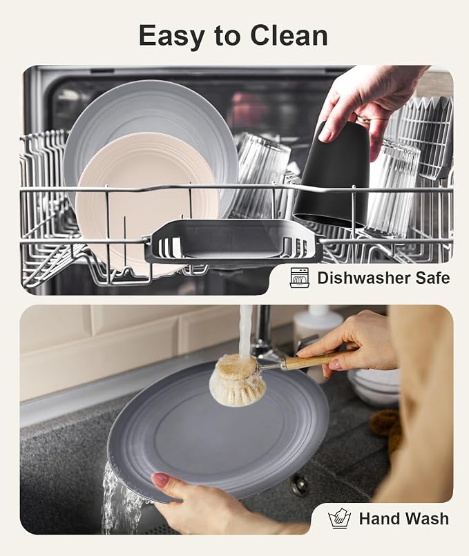Quatish 8 Pcs Unbreakable Plates and Bowls, Plastic Dinnerware Sets - Image 5