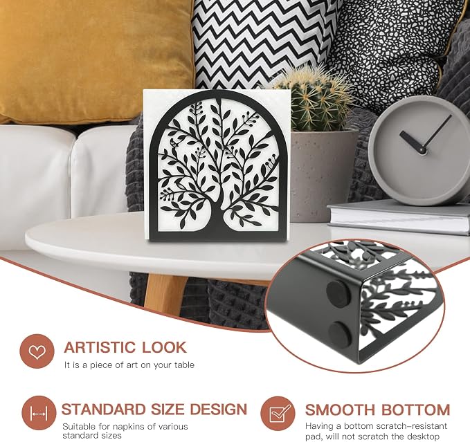 Napkin Holder for Tables, Vintage Metal Freestanding Tissue Dispenser - Image 2