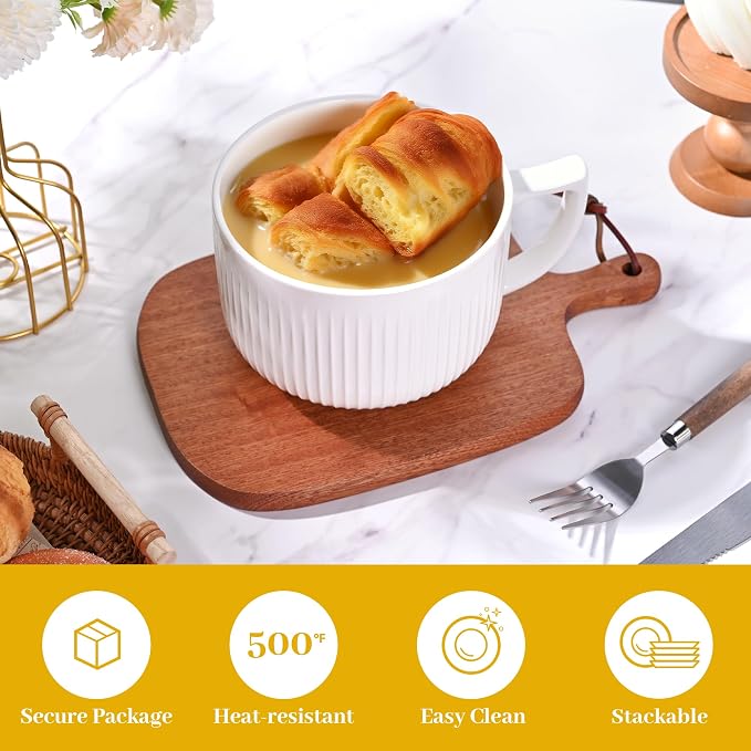 Ceramic Soup Bowl with Handle, Extra Large 38oz Ramen Bowl with Lid, Jumbo Soup - Image 4