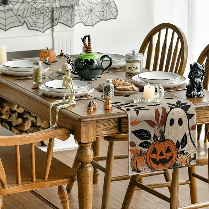 Artoid Mode 210 GSM Halloween Table Runner 13x60 Inch Home Party Decor | Leaves - Image 4