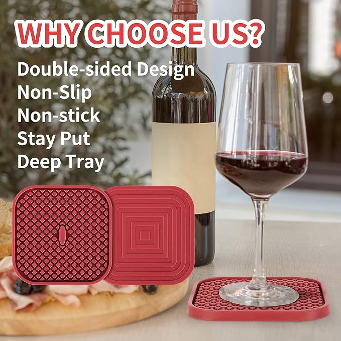 ME.FAN Silicone Coasters with Holder Square Drink Cup Mat - Image 6