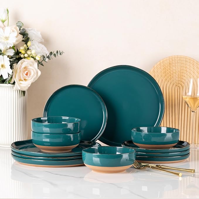 AmorArc Dinnerware Sets for 4, 12 Pieces Ceramic Plates and Bowls Set | Scratch by AmorArc