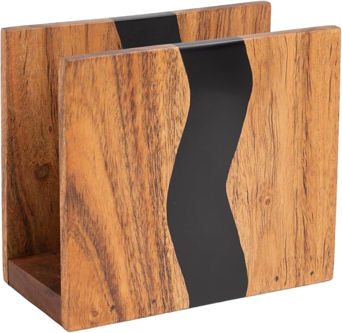 Acacia wood & Transparent Epoxy resin Napkin holder by LAVAUK