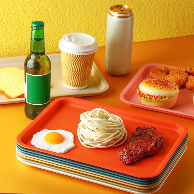 Gerrii 18 Pcs Plastic Fast Food Trays Bulk Restaurant Serving Cafeteria Tray - Image 5