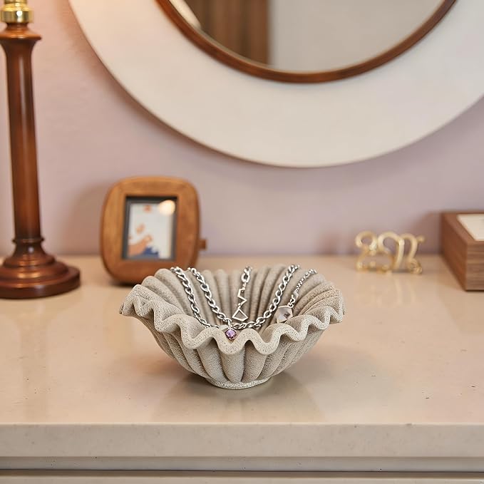 Small Decorative Bowl decor, Scalloped Pedestal Bowls - Image 2