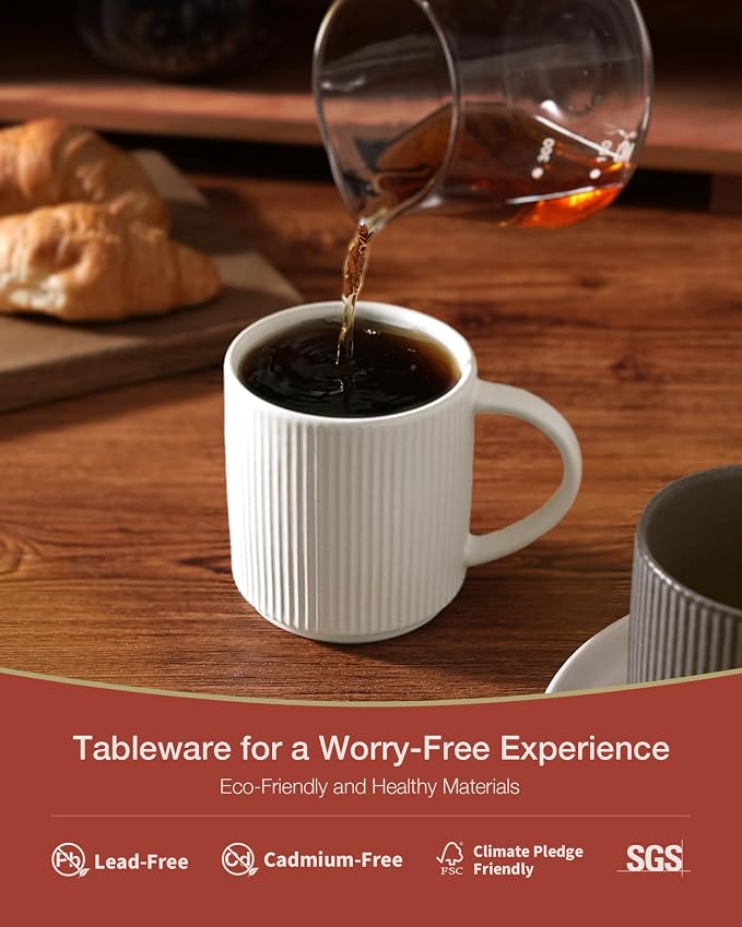 famiware Coffee Mug Set for 6, Star 12 oz Catering Mugs Cup Set - Image 2