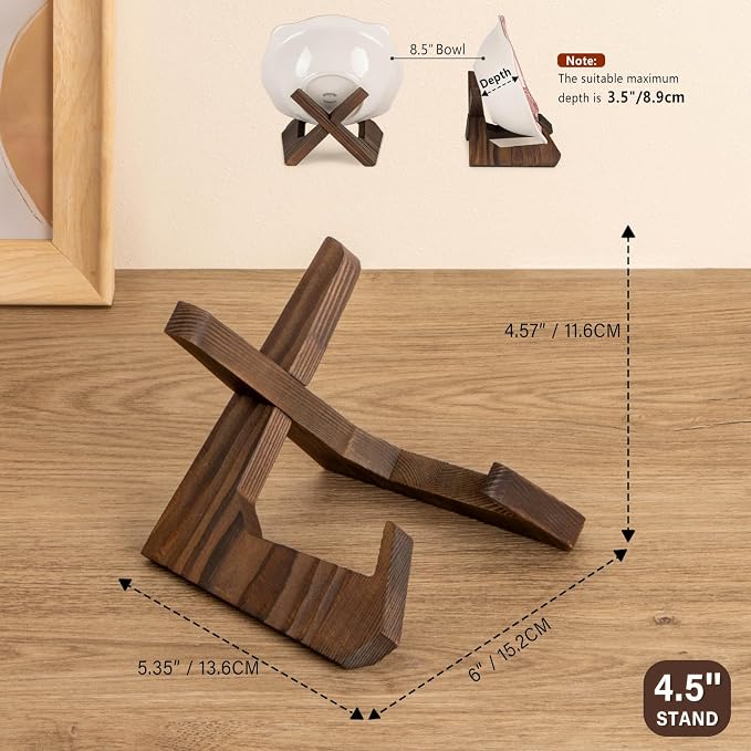 ANBOXIT Bowl Stands for Display, 3 Pack 4.5 Inch Plate Holder, Wooden Easel | - Image 4