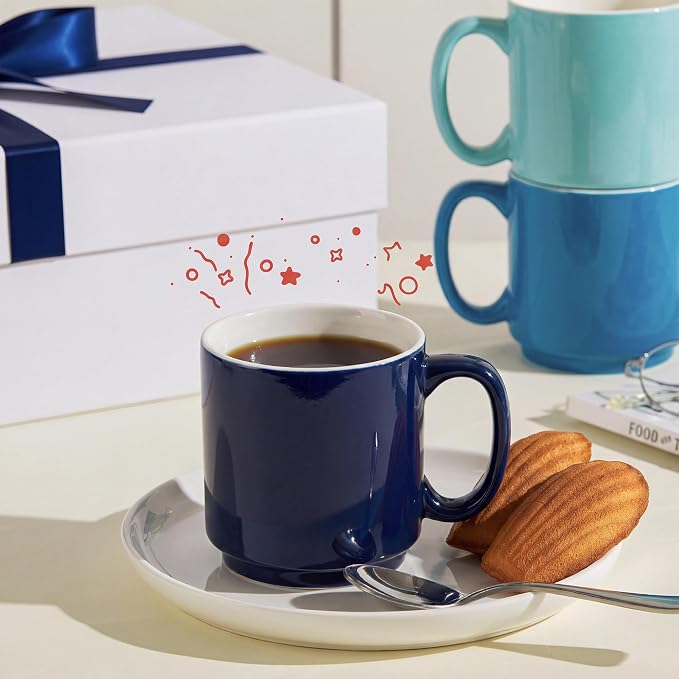 Sweese Stackable Coffee Mugs - 10 Oz Porcelain Cups - Image 6