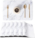 QIYI PU Leather Placemats Set of 6, Marble | Faux Leather, Heat Resistant by QIYI