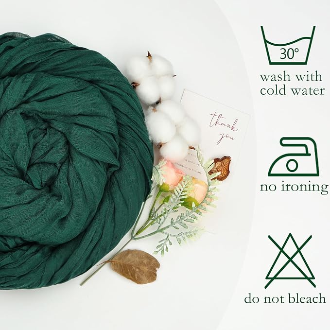 6 Pack Emerald Green Cheesecloth Table Runner 35 x 120 Inch | Boho Gauze Cheese - Image 5