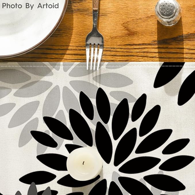 Artoid Mode Black Dahlia Halloween Table Runner 13x36 Inch | Fall Autumn - Image 7