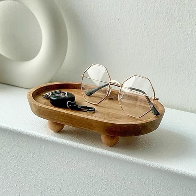 Small Wooden Riser, Oval 7.8x4.6inch Tray - Image 4