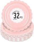 32 Pcs Pink Paper Plates 9 Inch Scalloped Dessert Plates by Polinook-TheAnswerToEveryClutteredSpace