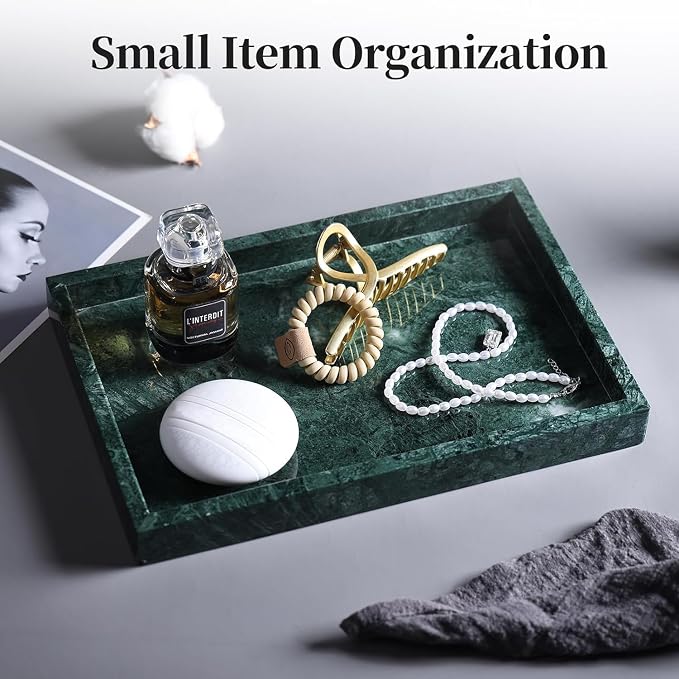 Real Natural Marble Tray for Bathroom, Genuine Marble Stone Vanity Tray - Image 3