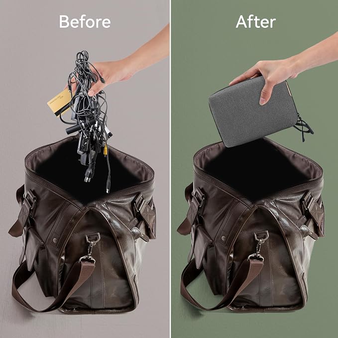 Small Electronics Organizer Travel Case, Portable Tech Case Pouch - Image 3