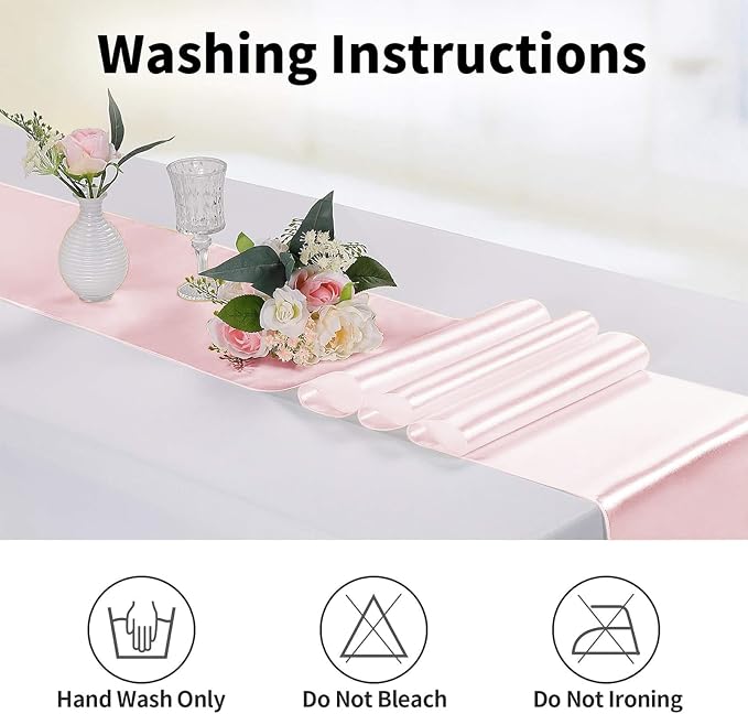 5-Pack Satin Table Runner Rose Gold 12 x 108 inches Long, Table Runners - Image 6