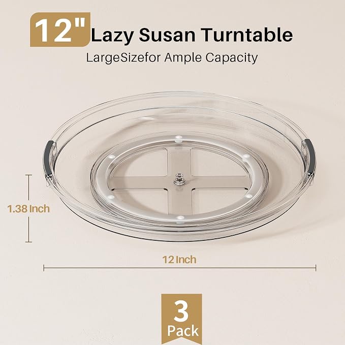 LAMU 3 Pack 12'' Lazy Susan Organizer Turntable - Image 2