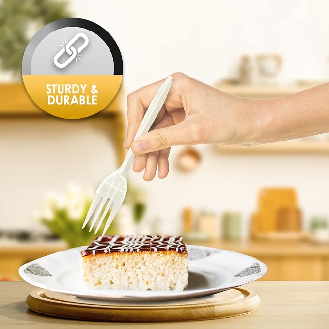 PAMI Medium Weight Disposable Plastic Forks, Bulk Pack - Image 5