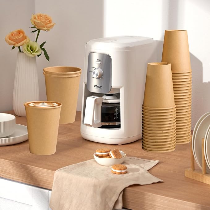 Clawsoff 1000 Pack 12 oz Paper Cups Brown Kraft Disposable Hot Coffee Cups | - Image 6