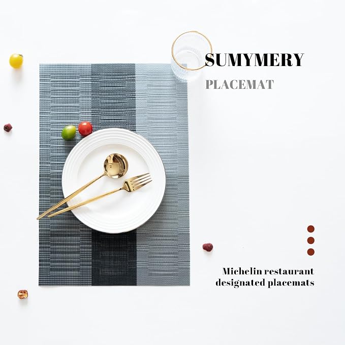 Placemats Set of 8 Vinyl/Plastic Woven Place Mats - Image 5