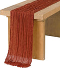 Ling's Moment Terracotta Cheesecloth Table Runner, 168 Inch, Burnt Orange | 14FT by LingsMoment