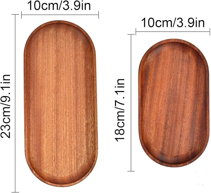 2 Pack Solid Wood Serving Platters and Trays of Natural Wood - Image 4
