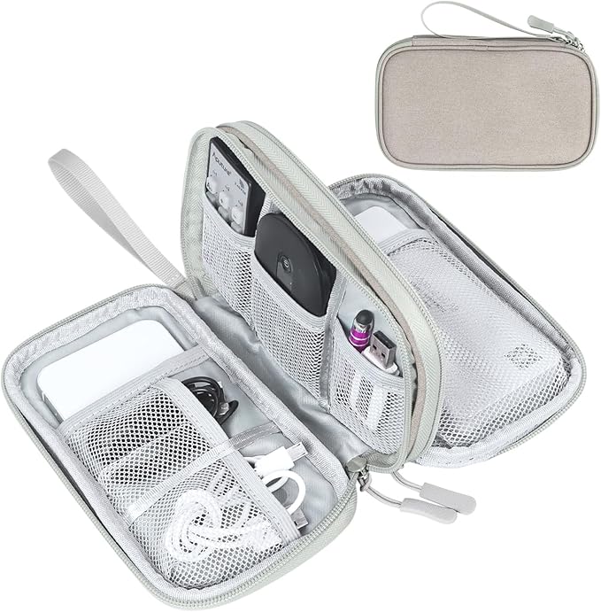 FYY Electronic Organizer, Travel Tech Pouch Bag, Khaki | Wrist Strap, Waterproof by FYY