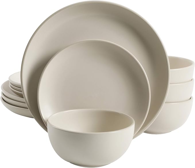 Gibson Home Rockaway 12-Piece Round Stoneware Dinnerware Set, Service by GibsonHomewares
