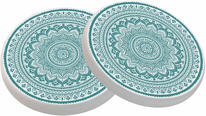 oFloral Teal Mandala Flower Coasters by oFloral