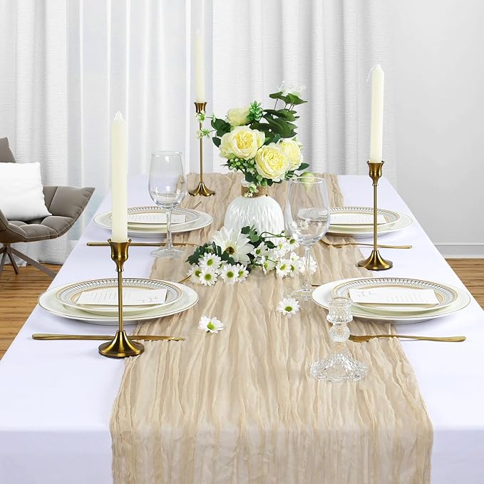 6 Pack Beige Cheesecloth Table Runner 10Ft Gauze Cheese Cloth Table Runner - Image 3