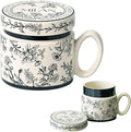 12.9oz Ceramic Coffee Mug with Lid, Flower Patterned Porcelain Mug, Ceramic Tea by HIKIWIN
