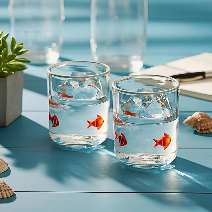 SiliFine 2 PCS Clownfish Icon Juice Glasses - 14oz Cute Fish Stemless Wine - Image 5