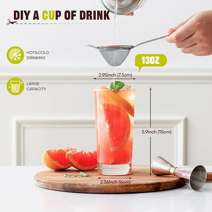 Highball Glasses Set of 12, 13oz Tall Drinking Glasses, Water Glass - Image 4