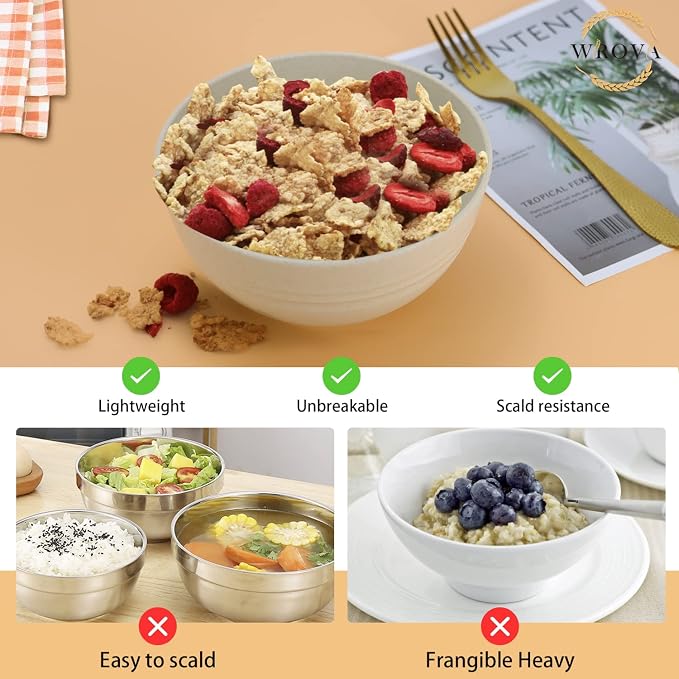 Wheat Straw Bowl Sets, Microwave and Dishwasher Safe Bowls, Kitchen Bowl - Image 5