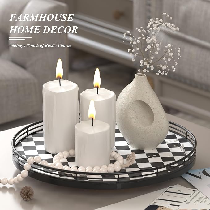 AMH 13-Inch Black and White Checkerboard Lazy Susan - Image 4