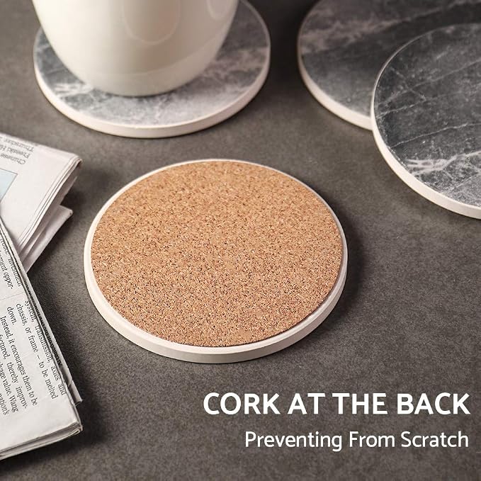 LIFVER Coasters for Drinks Absorbent, Living Room Decor, Ceramic Coasters Set - Image 5