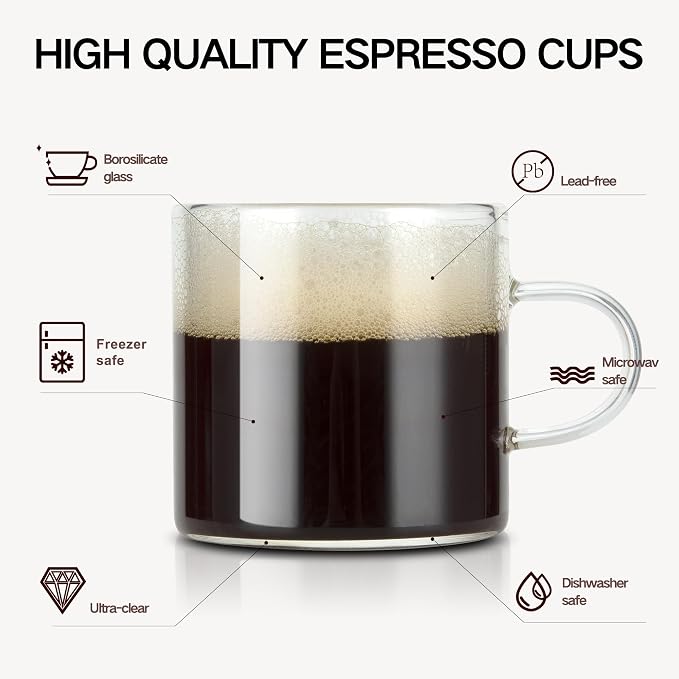 YMMIND 4-Pack 4oz Espresso Cups Espresso Shot Glasses - Image 2