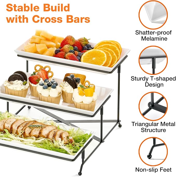 Mfacoy 3 Tier Serving Tray Set, Reusable Serving Tray - Image 4