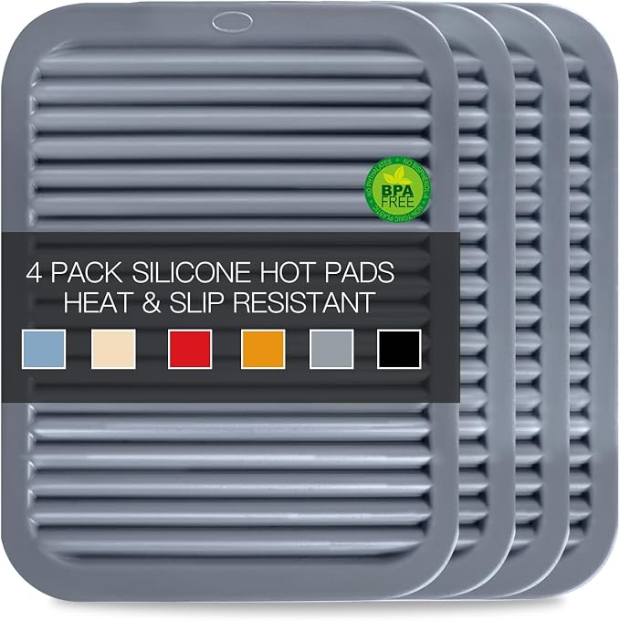 4 PCS Silicone Trivet for Hot Dishes, Hot Pads Trivets Mat for Hot Pots and Pans by QPIXDIGITAL