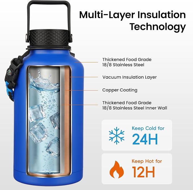 Konokyo 128 oz Insulated Stainless Steel Water Bottle Jug - Image 3