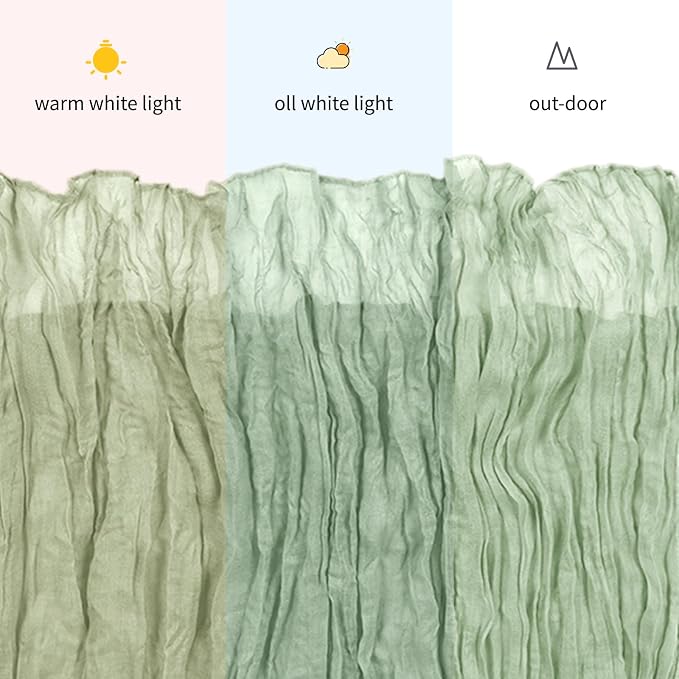3 Pack Sage Green Cheesecloth Table Runner, 17 x 108 inch, Semi Sheer Boho - Image 7