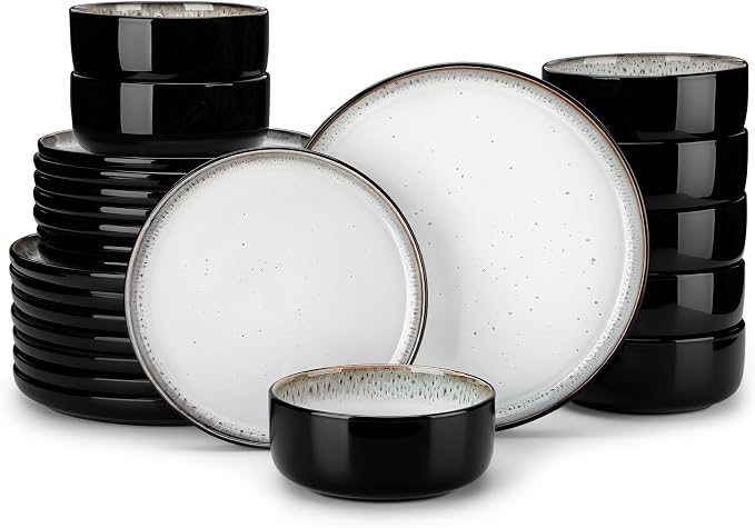 vancasso PLAYA Plates and Bowls Sets, 24 Pieces Beige Dinnerware Sets by vancasso