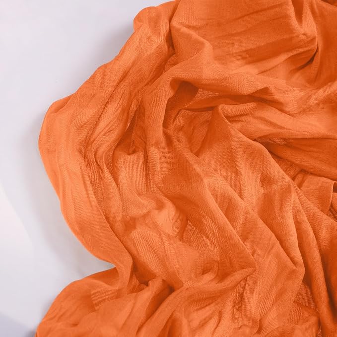 DeZerlor Orange Cheesecloth Table Runners 4 Pack Summer Boho Runners | - Image 3